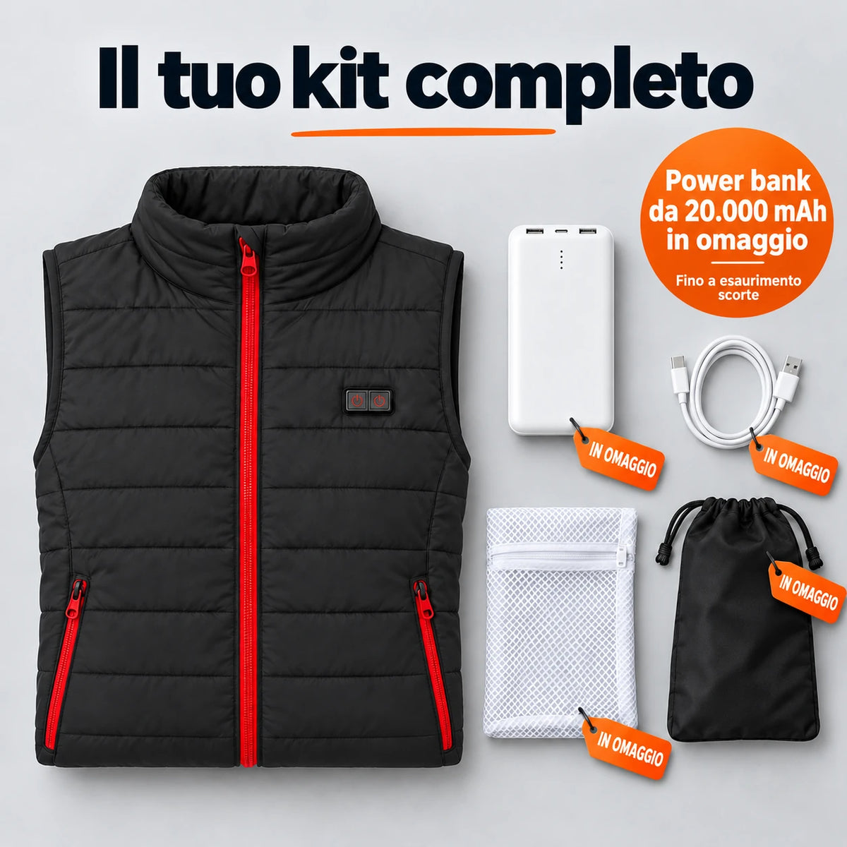 Set completo: Silvaia, power bank da 20.000 mAh, cavo di ricarica, sacchetto per il bucato e borsa