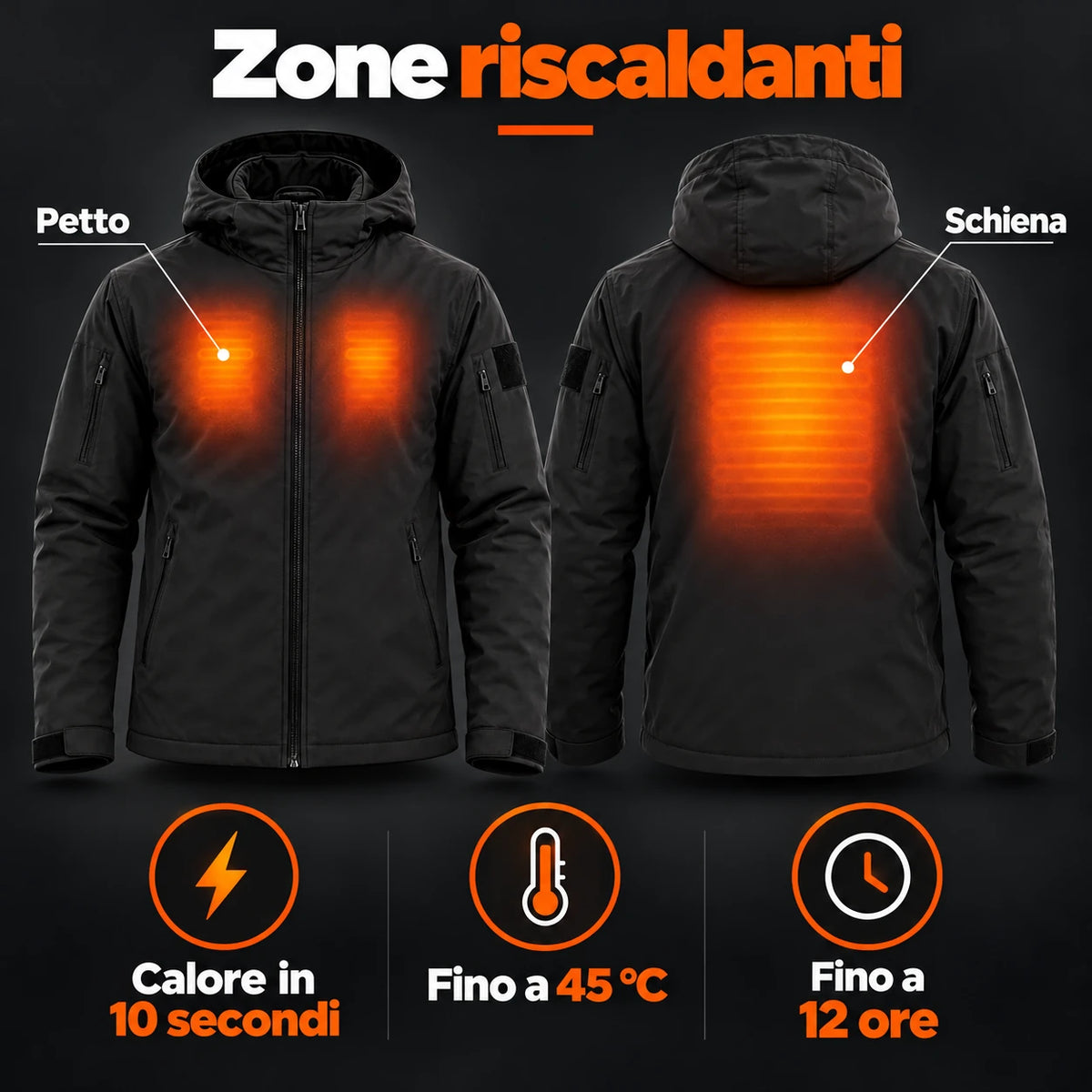 Giacca riscaldata per tutti i giorni PyreFit Summaro: zone riscaldanti su petto e schiena