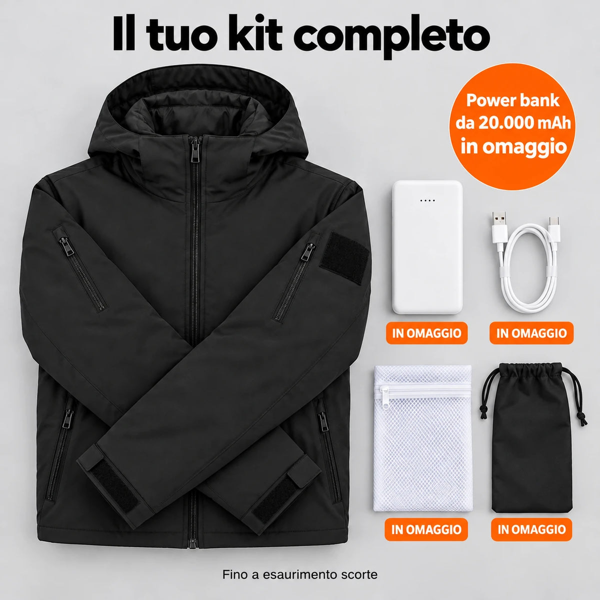 Set completo: Summaro, power bank da 20.000 mAh, cavo di ricarica, sacchetto per il bucato e borsa