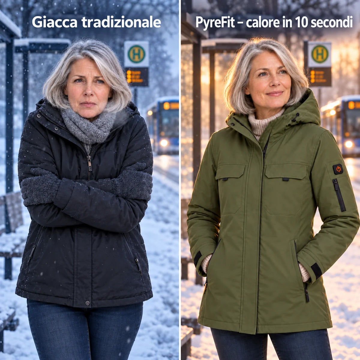 Confronto: giacca invernale classica e Terrano con riscaldamento