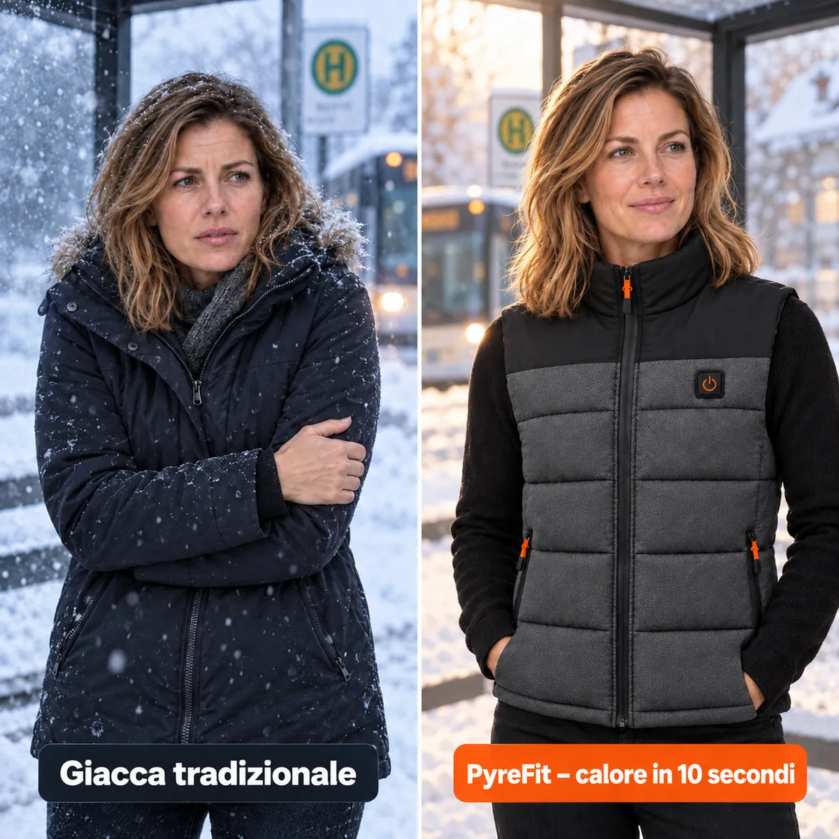 Confronto: giacca invernale classica e Trailon con riscaldamento