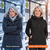 Confronto: giacca invernale normale e Transitor con riscaldamento