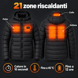 21 zone riscaldanti su petto, schiena e collo