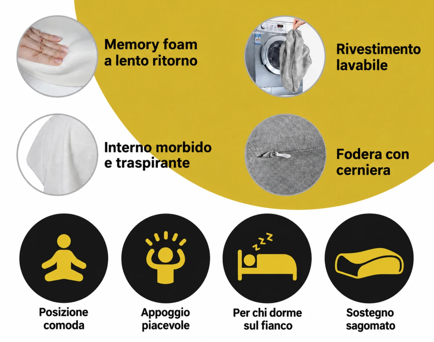 Un cuscino pensato per dormire sul fianco
