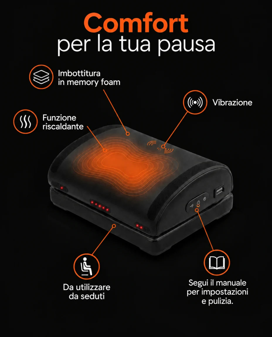 Cuscino per piedi in memory foam con calore e vibrazione