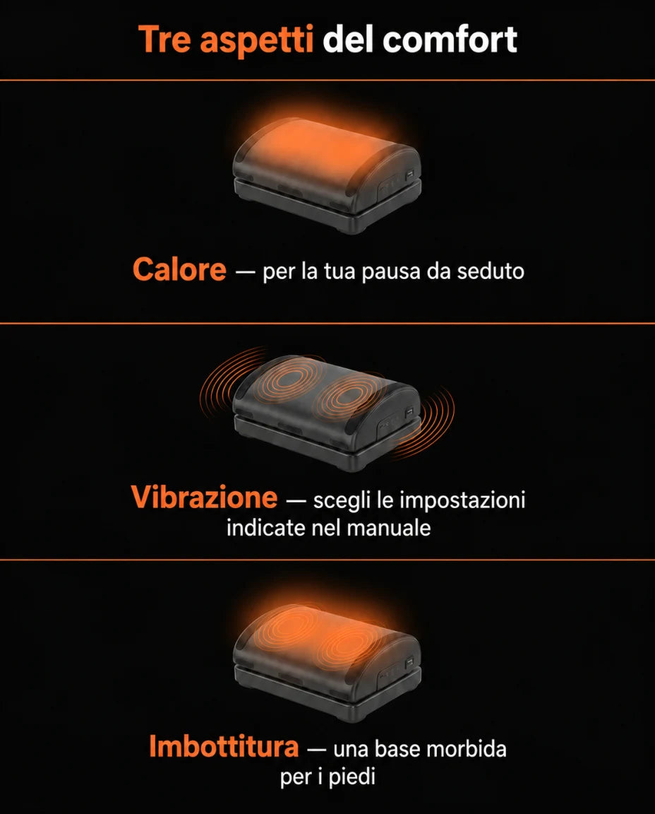 Calore, vibrazione e imbottitura del cuscino per piedi