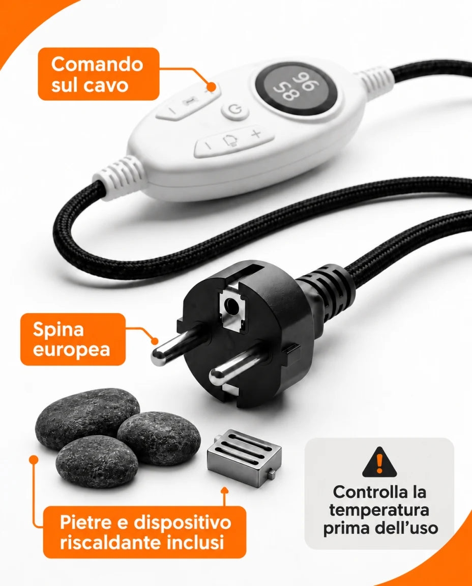 Collegamento e comando del set Hot Stone