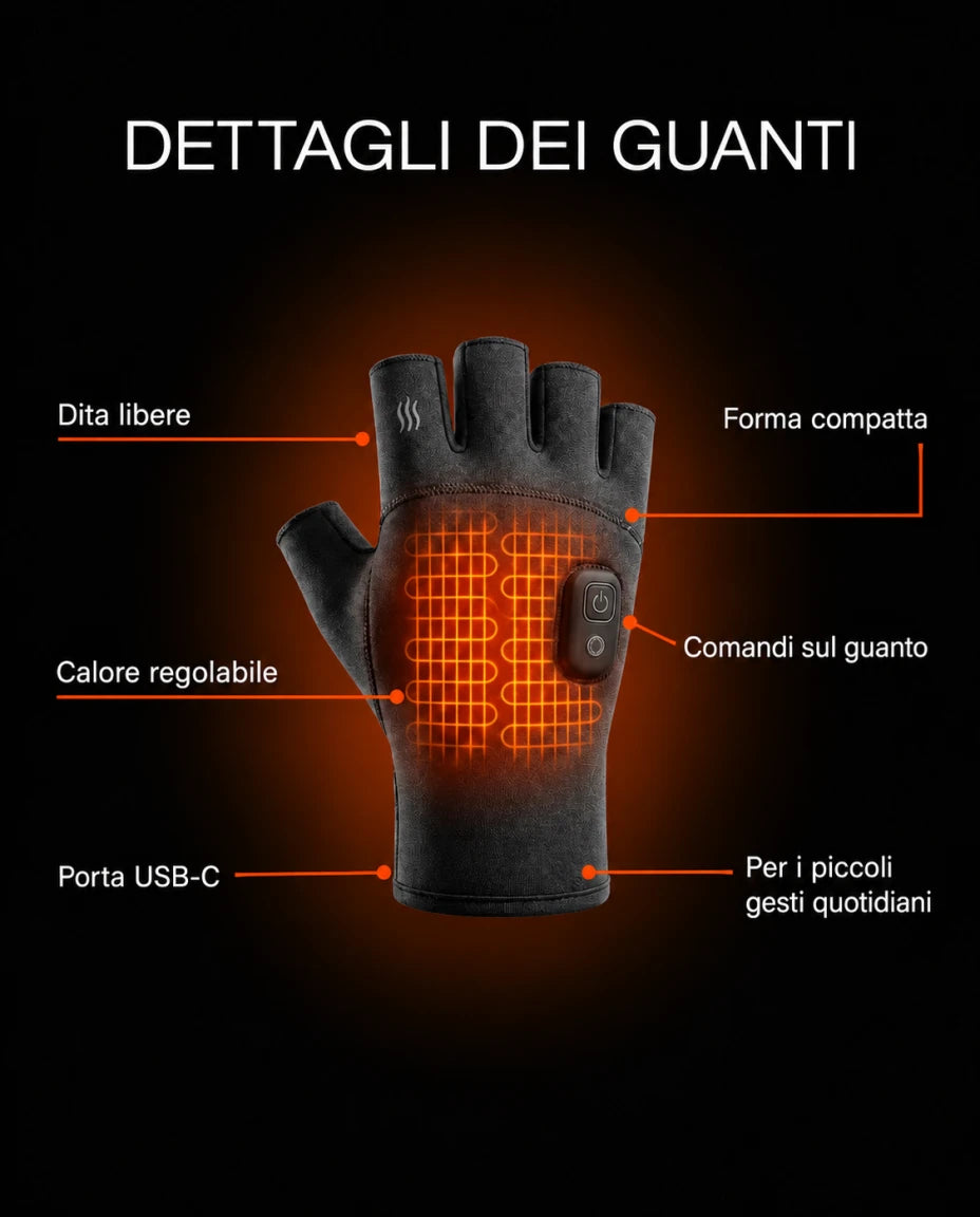 Guanti riscaldanti senza dita — Dettagli dei guanti