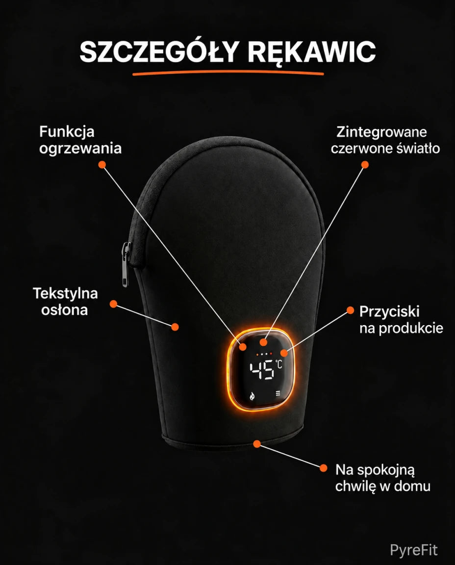 Rękawice z ogrzewaniem i czerwonym światłem — Szczegóły rękawic