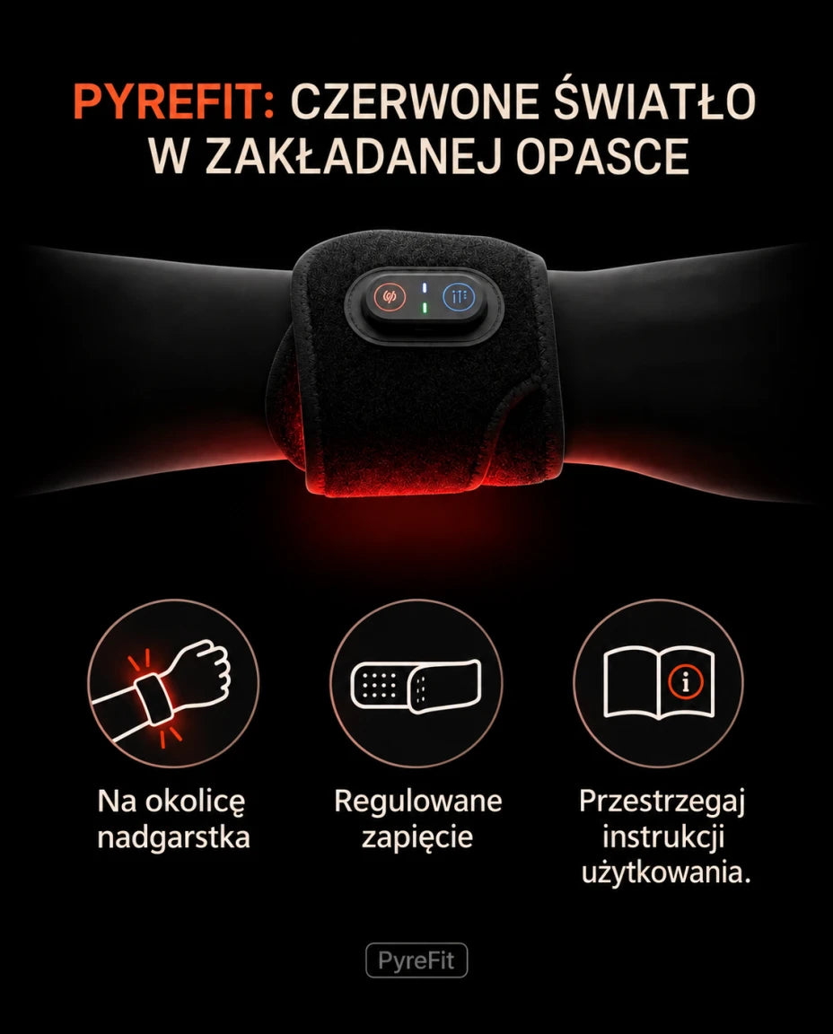 Opaska na nadgarstek z czerwonym światłem — Czerwone światło w zakładanej opasce
