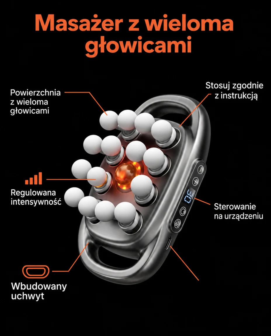 Masażer z wieloma głowicami