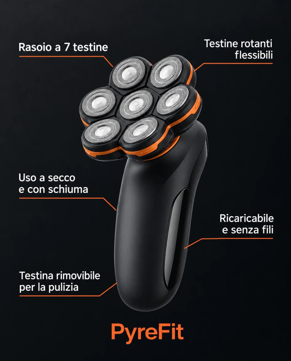 Rasoio a 7 testine — Testine rotanti flessibili