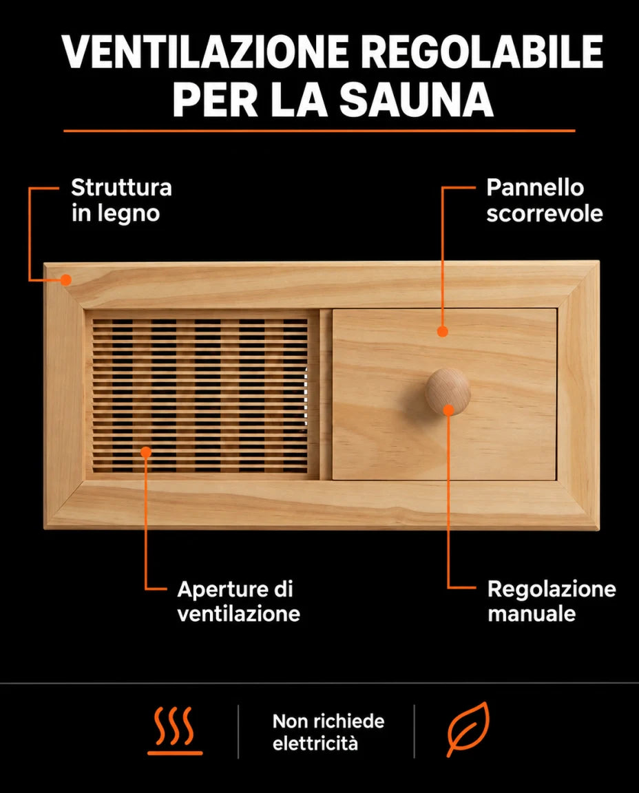 Ventilazione regolabile per la sauna