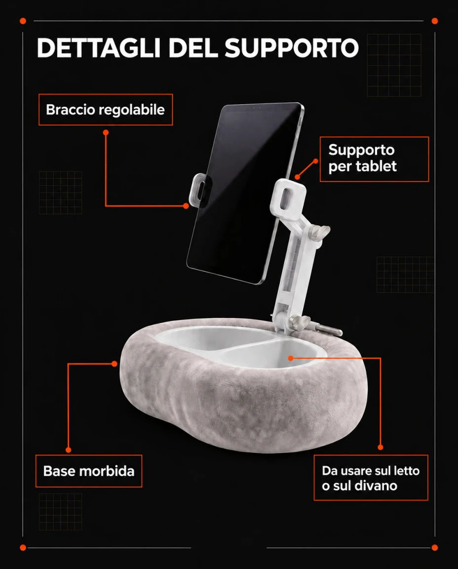 Supporto per tablet con cuscino — Dettagli del supporto