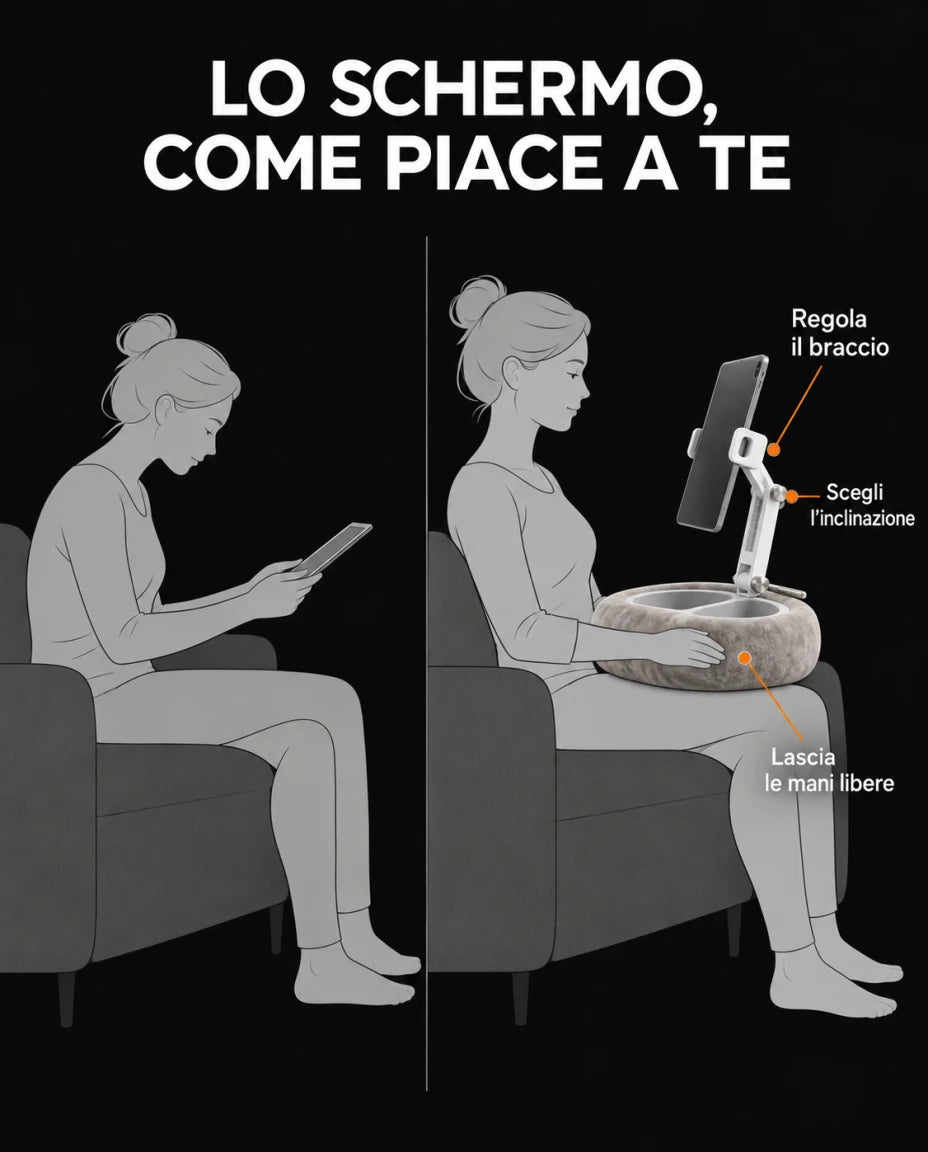 Supporto per tablet con cuscino — Lo schermo, come piace a te