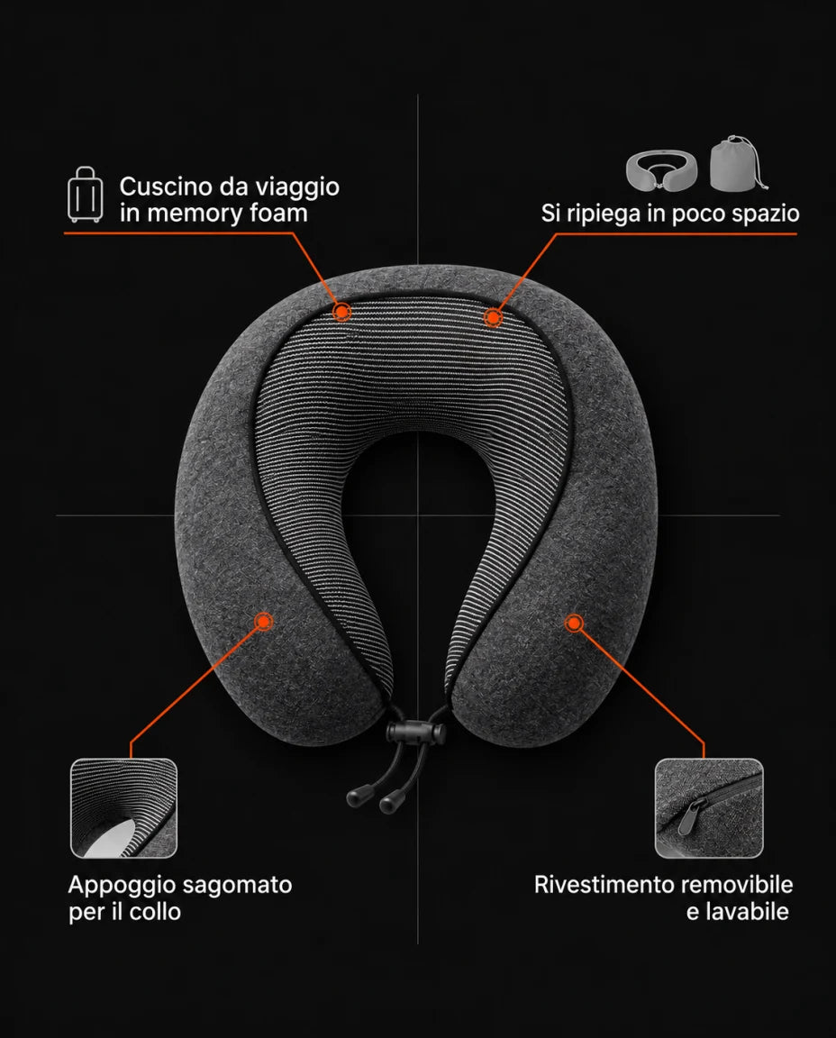 Cuscino da viaggio in memory foam