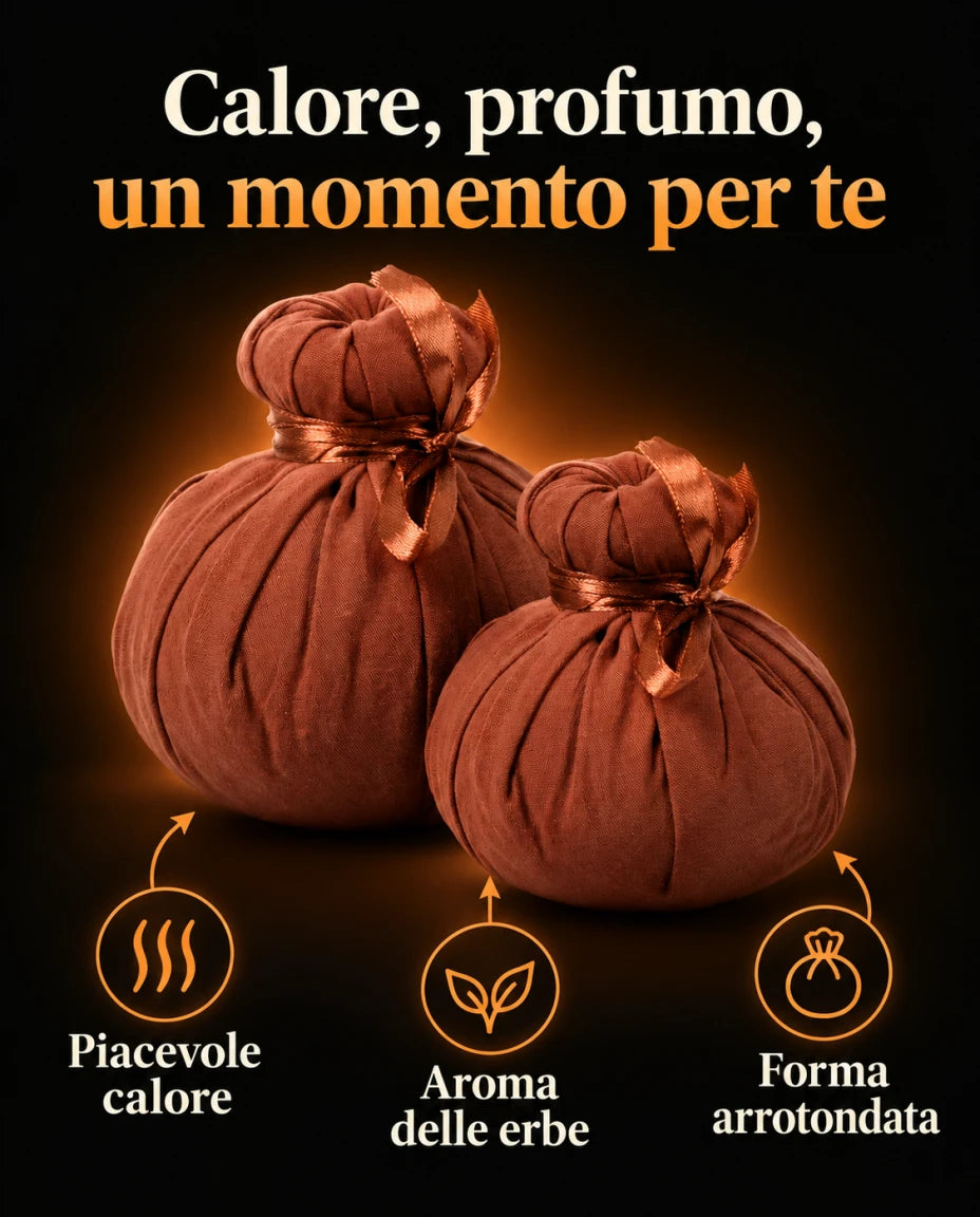 Calore, profumo, un momento per te — Piacevole calore — Aroma delle erbe — Forma arrotondata