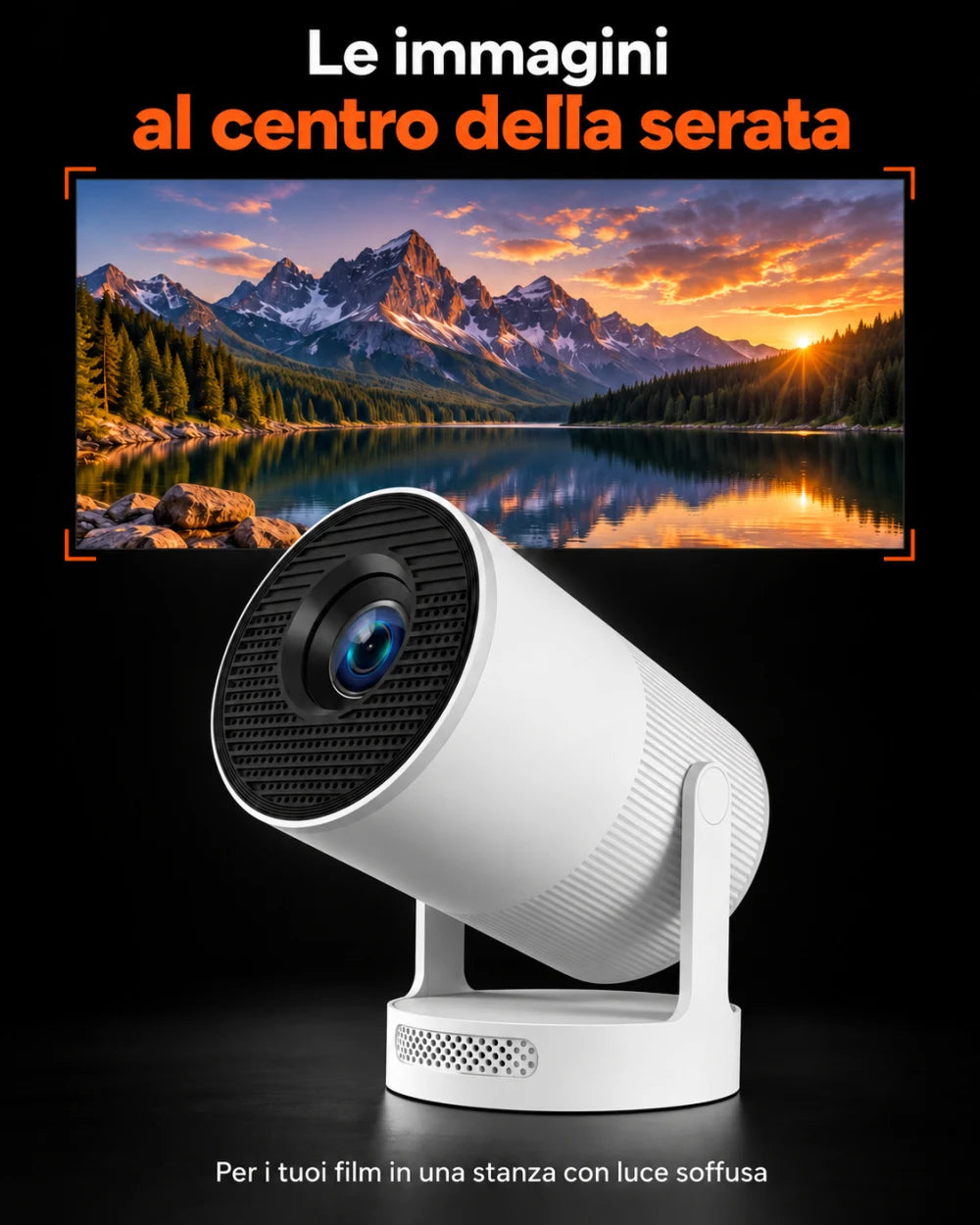 Mini proiettore con messa a fuoco elettronica — Le immagini al centro della serata; Per i tuoi film in una stanza con luce soffusa