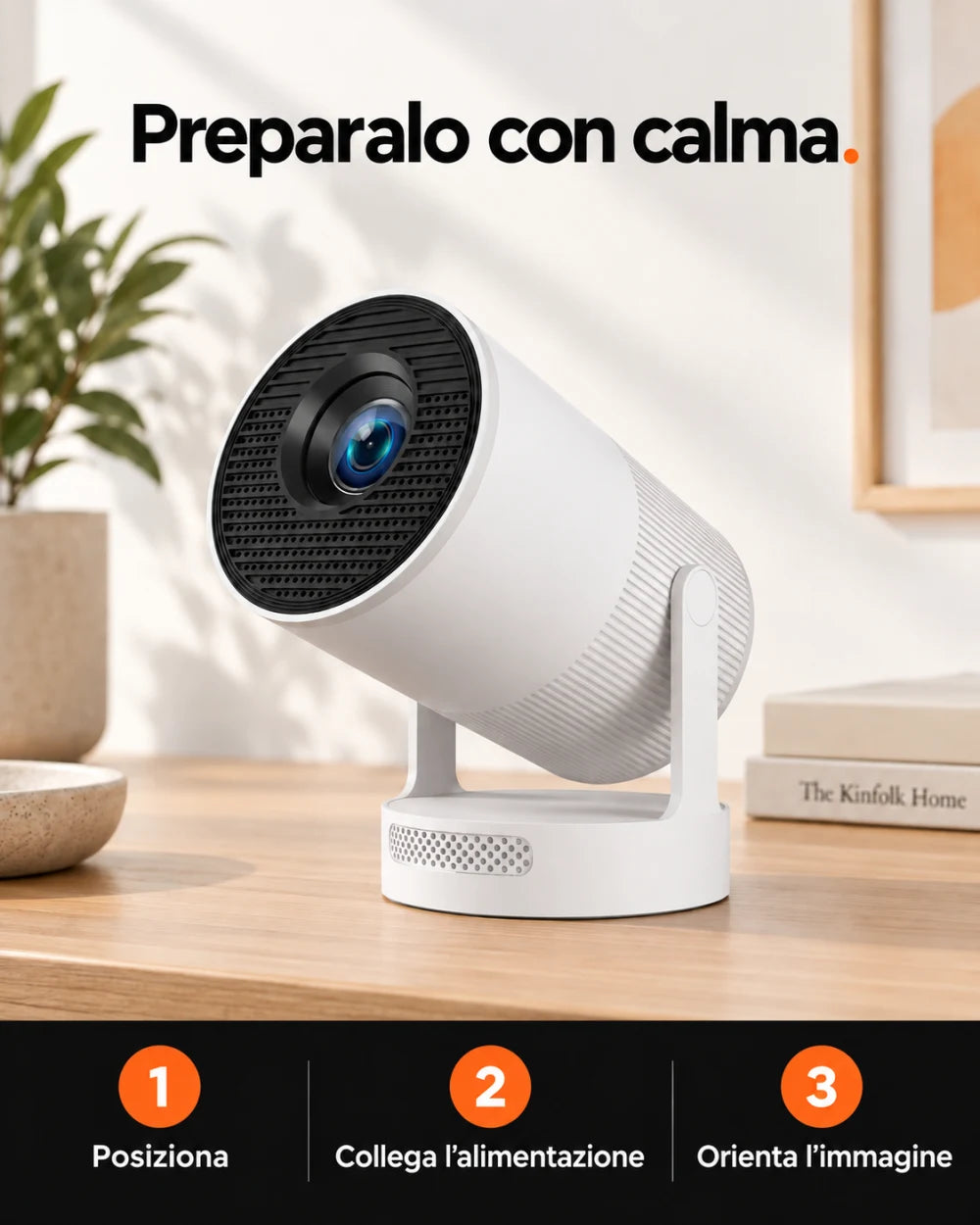 Mini proiettore con messa a fuoco elettronica — Preparalo con calma; 1 Posiziona