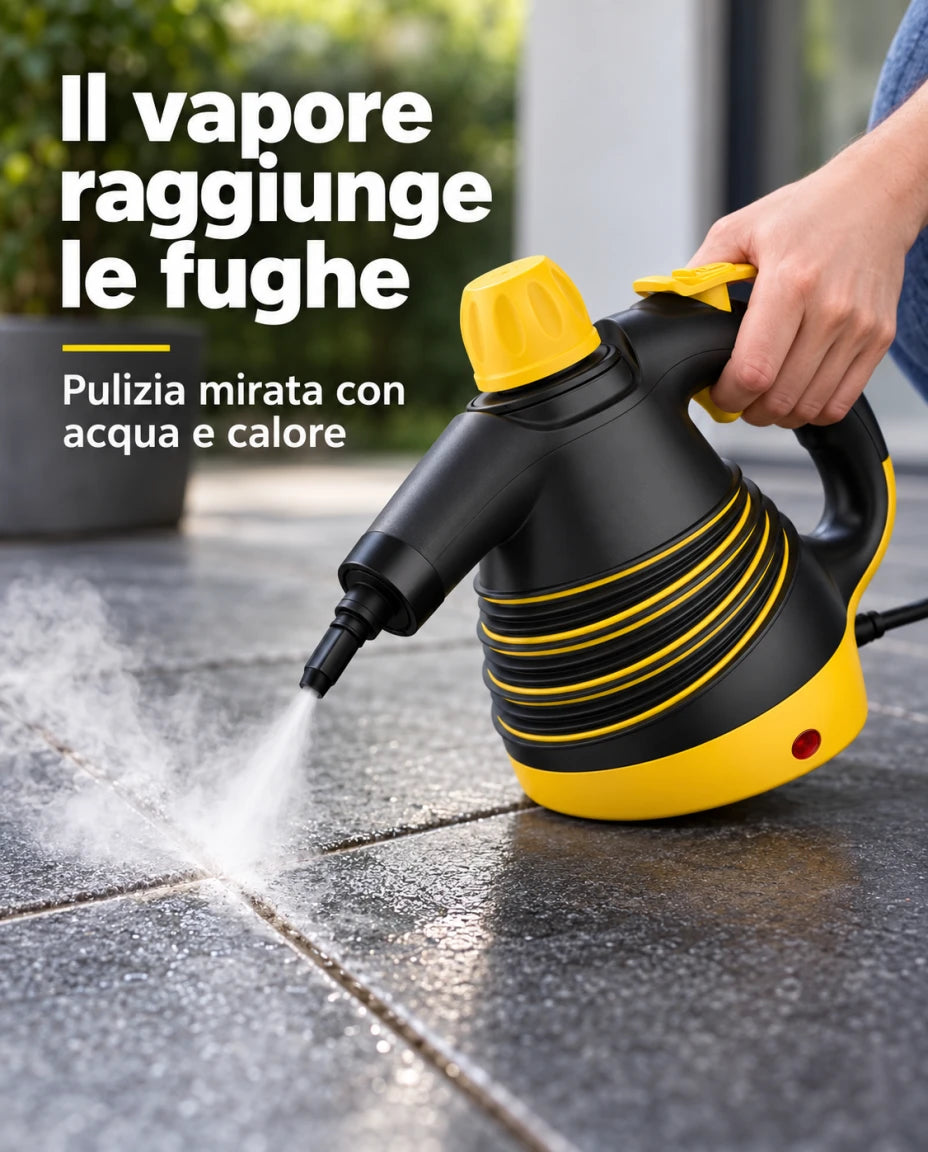 Il vapore raggiunge le fughe — Pulizia mirata con acqua e calore