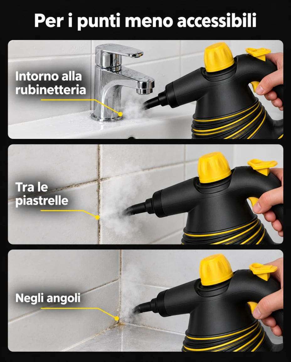 Per i punti meno accessibili — Intorno alla rubinetteria — Tra le piastrelle — Negli angoli