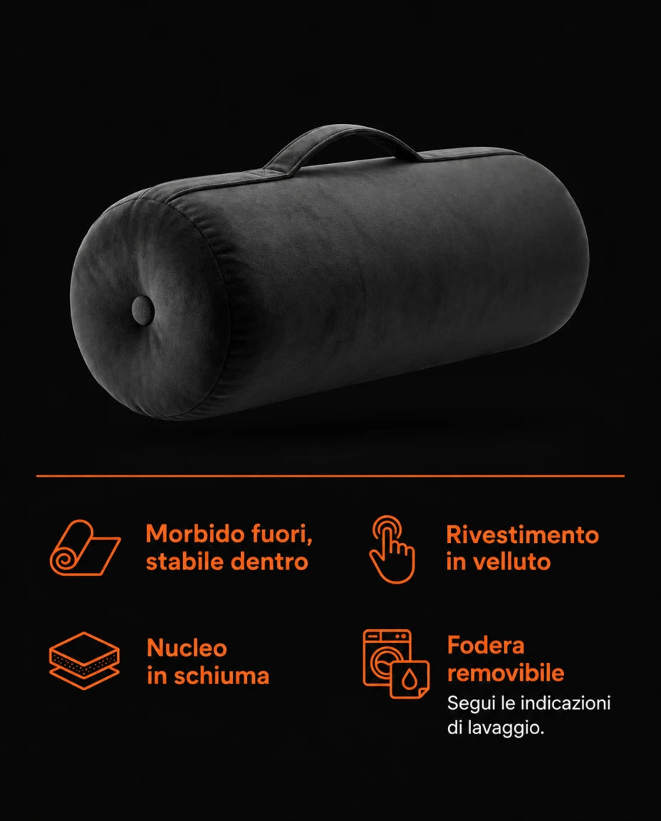 Morbido fuori, stabile dentro — Rivestimento in velluto — Nucleo in schiuma — Fodera removibile — Segui le indicazioni di lavaggio