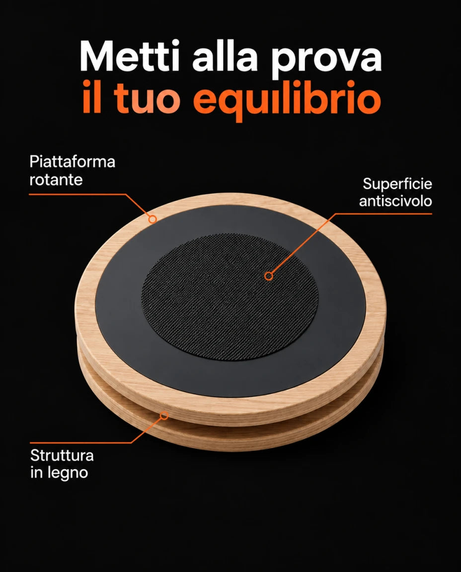 Metti alla prova il tuo equilibrio — Piattaforma rotante — Superficie antiscivolo — Struttura in legno