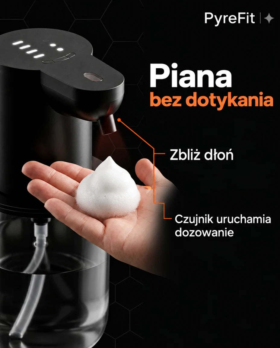 Automatyczny dozownik mydła w pianie — PyreFit; Piana bez dotykania