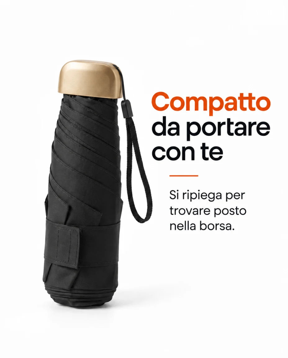 Ombrello pieghevole compatto — Compatto da portare con te; Si ripiega per trovare posto nella borsa.