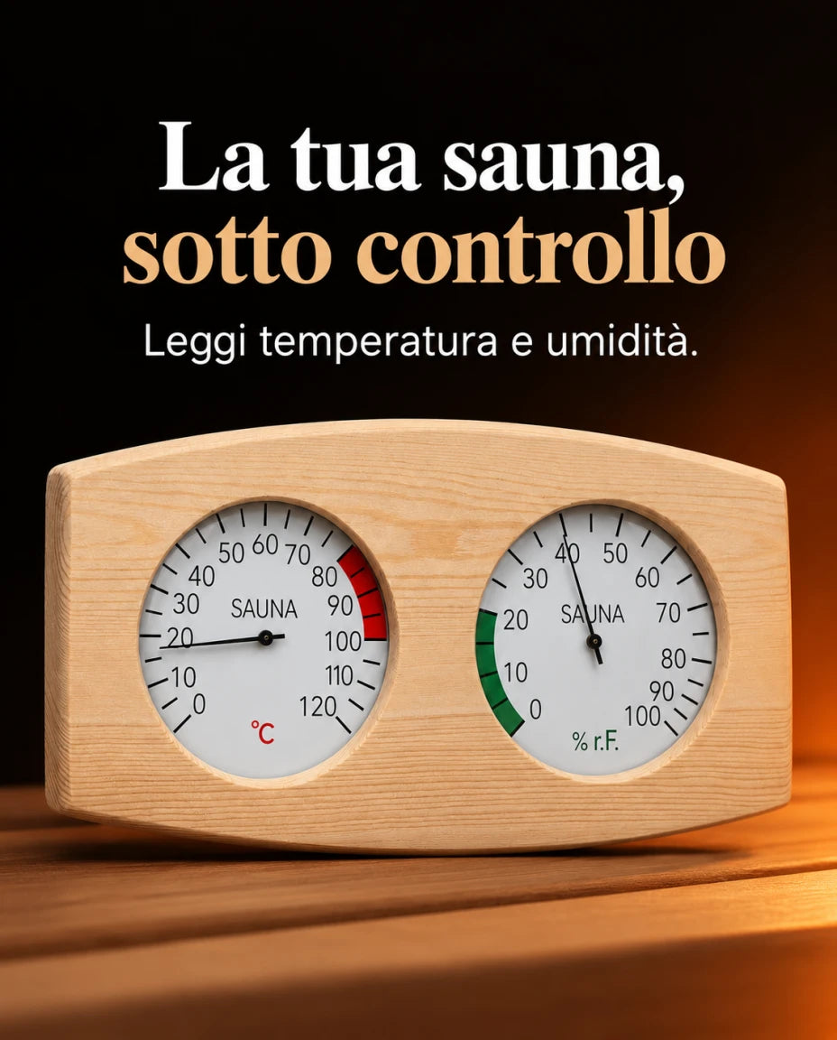 La tua sauna, sotto controllo — Leggi temperatura e umidità