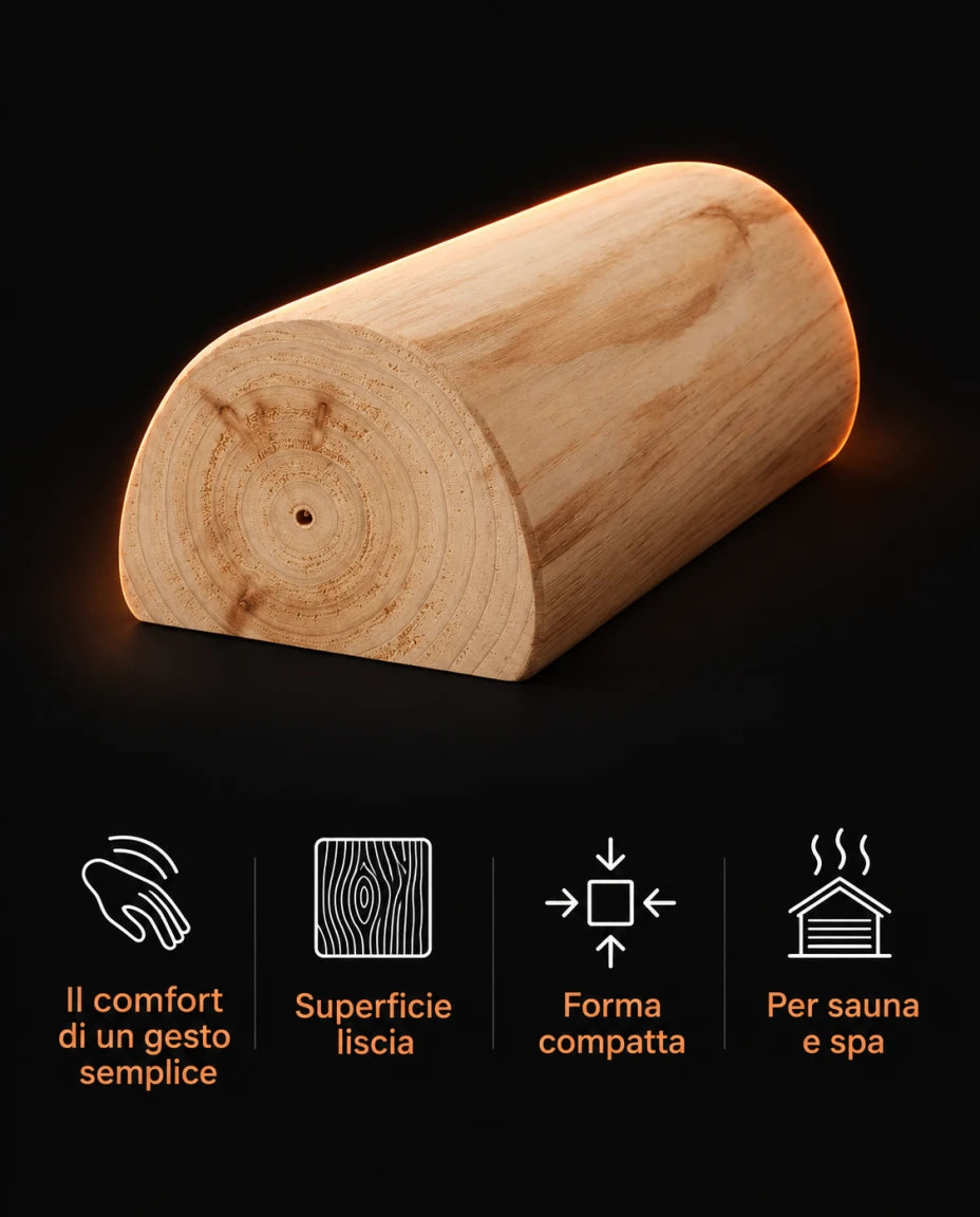 Il comfort di un gesto semplice — Superficie liscia — Forma compatta — Per sauna e spa