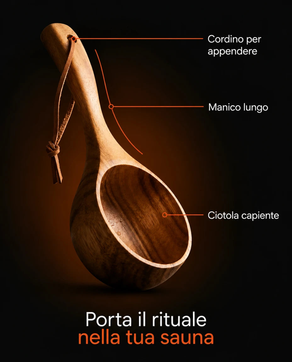 Porta il rituale nella tua sauna — Manico lungo — Ciotola capiente — Cordino per appendere