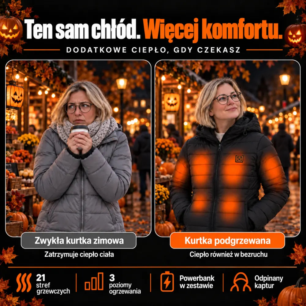 Zwykła kurtka i kurtka podgrzewana: dodatkowe ciepło również w bezruchu