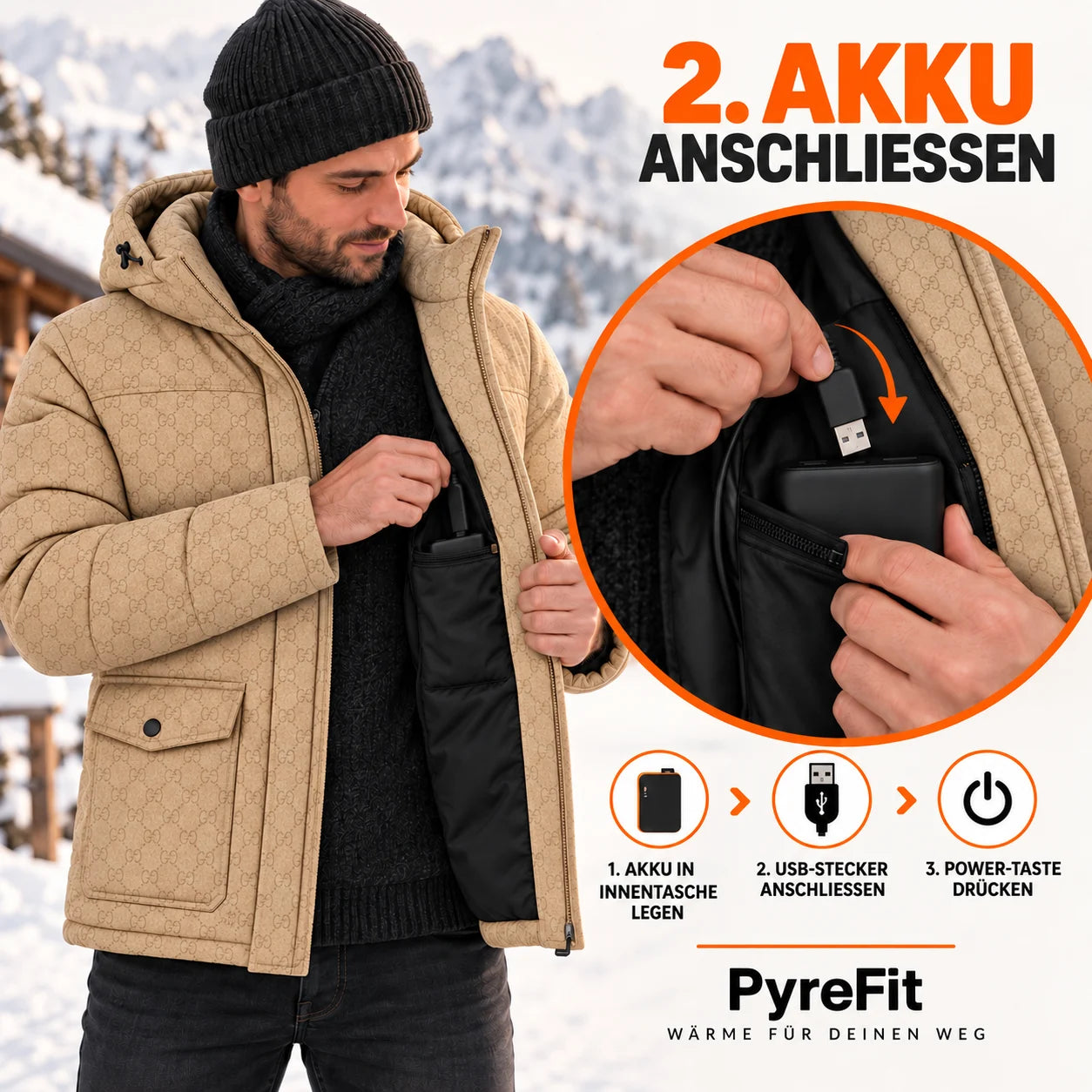 PyreFit Orielle – Beheizbare Herren-Steppjacke