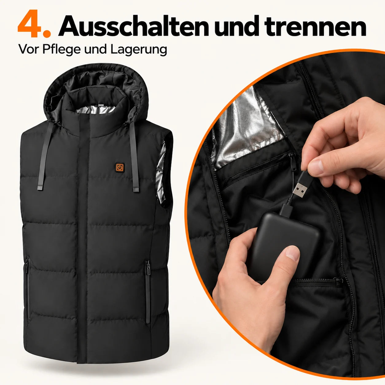 PyreFit Horizonor – Beheizbare Unisex-Weste mit Kapuze