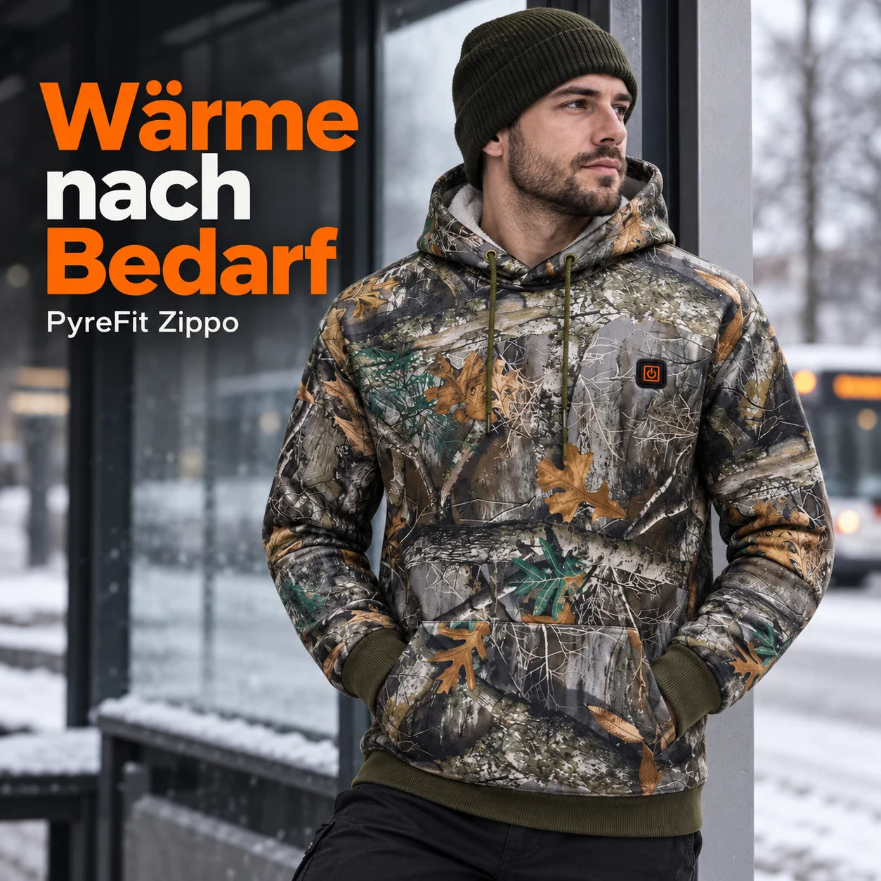 PyreFit Zippo – Beheizbarer Hoodie im Waldmuster