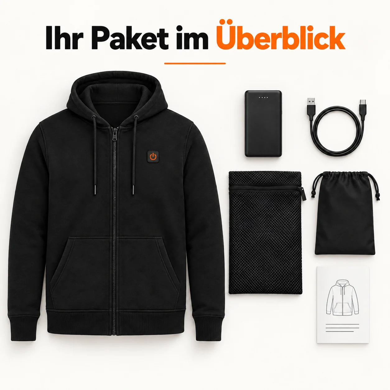 PyreFit Voltor – Beheizbarer Zip-Hoodie für Herren