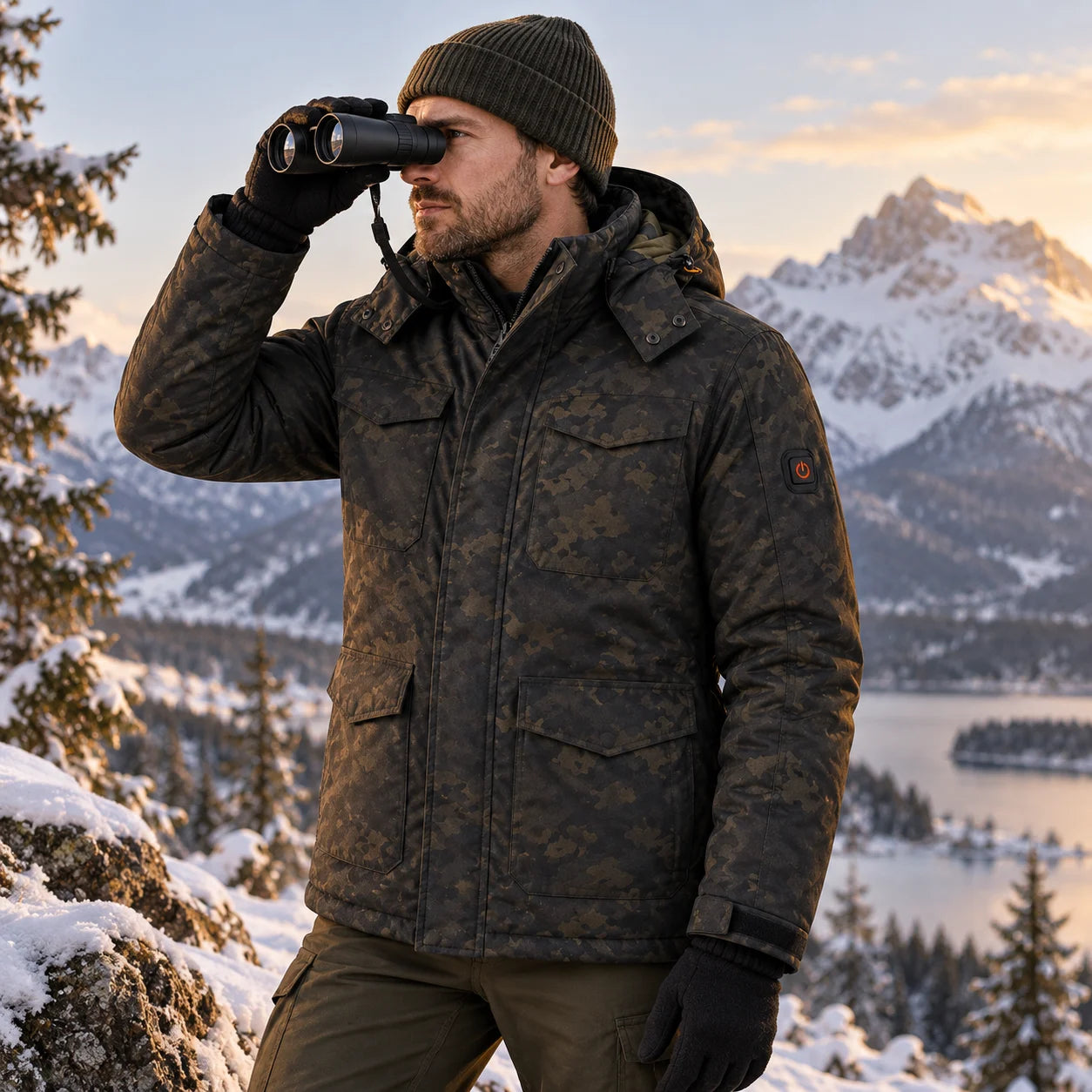 PyreFit Alpino – Beheizbare Herrenjacke in Camouflage