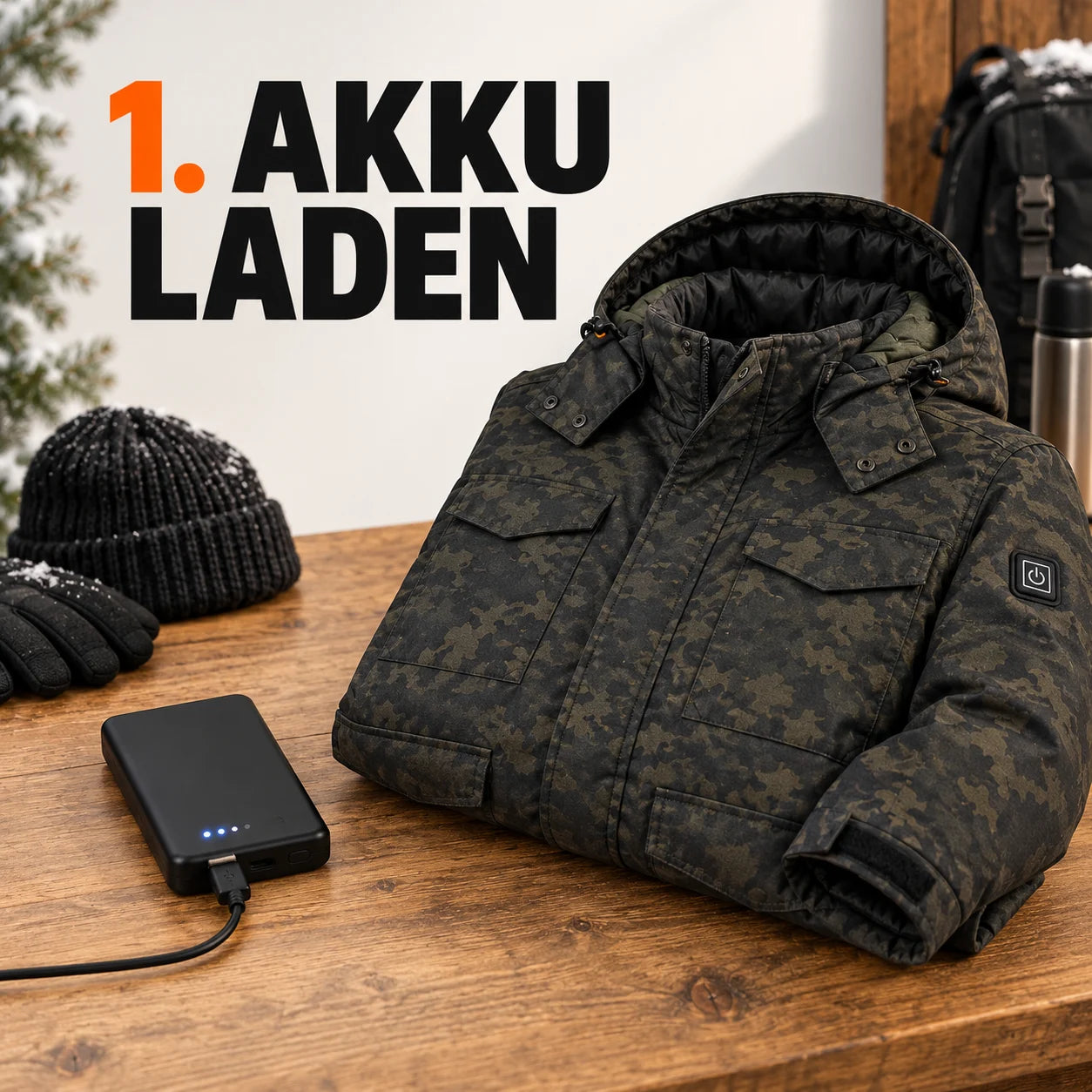 PyreFit Alpino – Beheizbare Herrenjacke in Camouflage