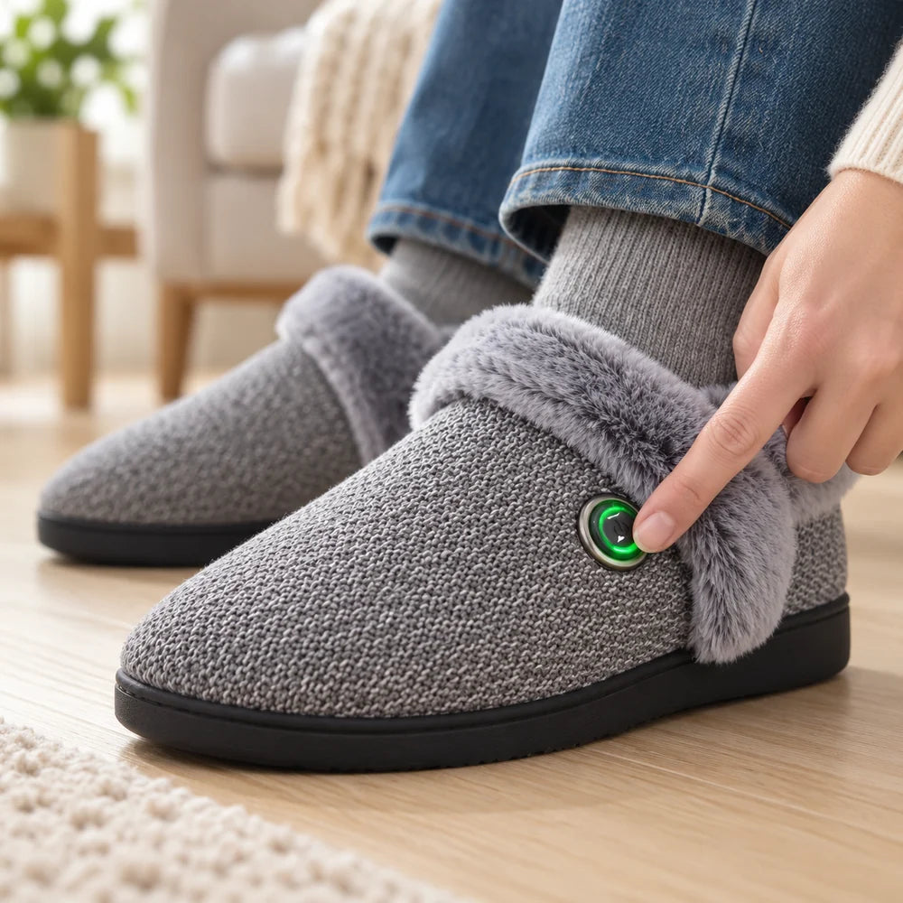 Pantofole riscaldate grigie con batteria