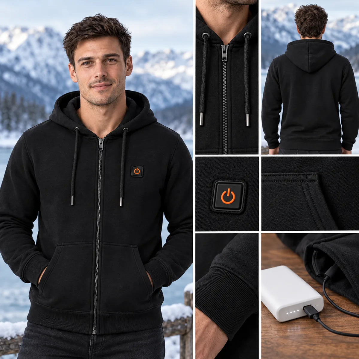 PyreFit Olivora – Felpa riscaldata con cappuccio e zip unisex