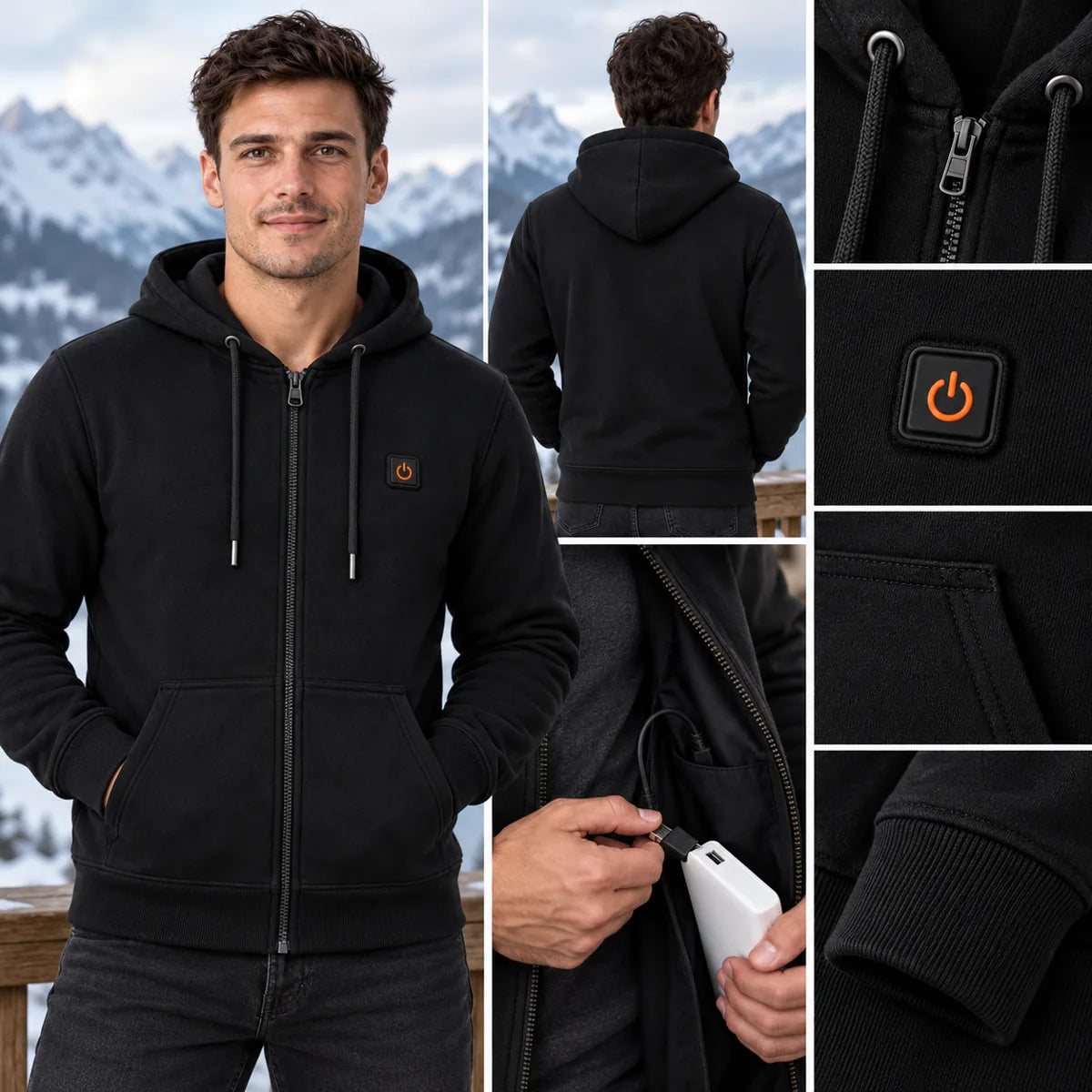 PyreFit Olivora – Felpa riscaldata con cappuccio e zip unisex