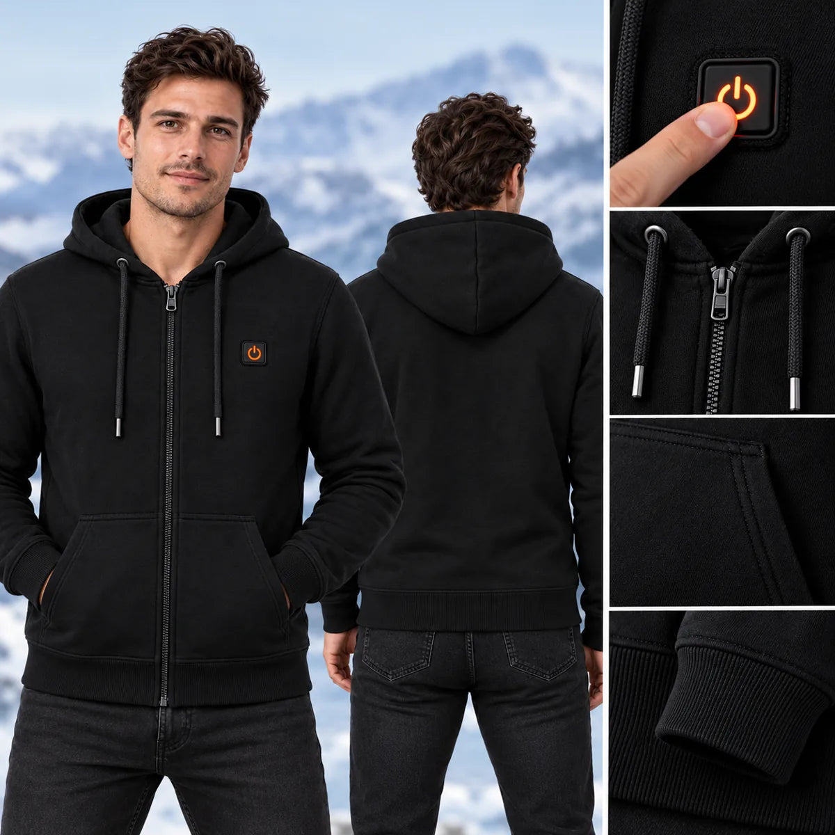 PyreFit Olivora – Felpa riscaldata con cappuccio e zip unisex