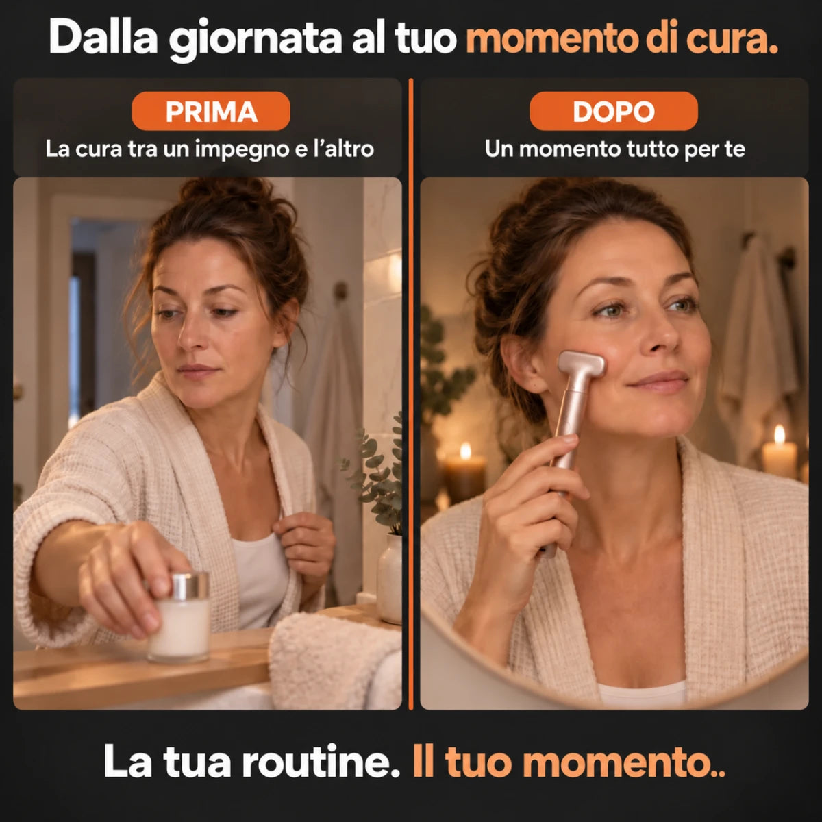 Dispositivo a luce rossa per il viso con impugnatura — dalla giornata al momento di cura