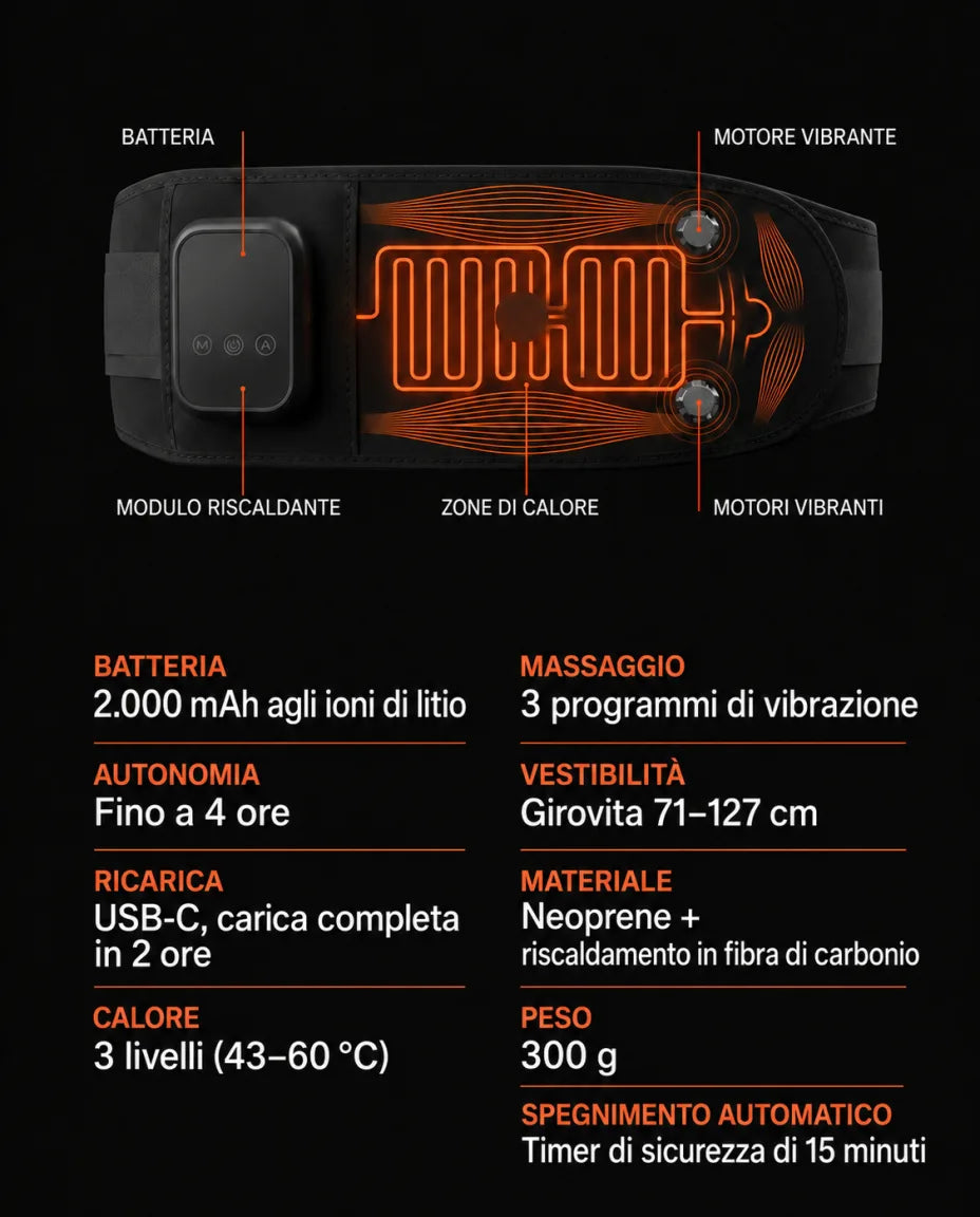Fascia riscaldante per la vita: caratteristiche tecniche